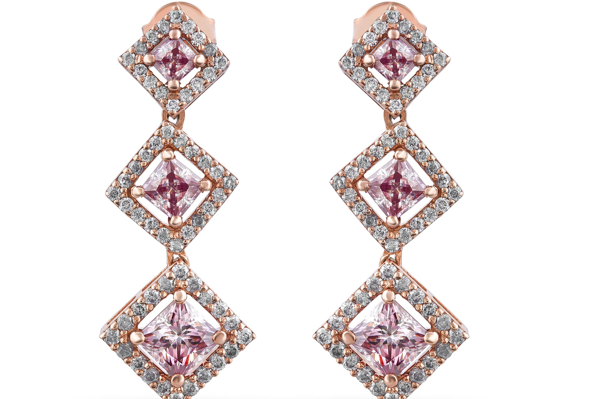 Three-Layered Moissanite Drop Earrings