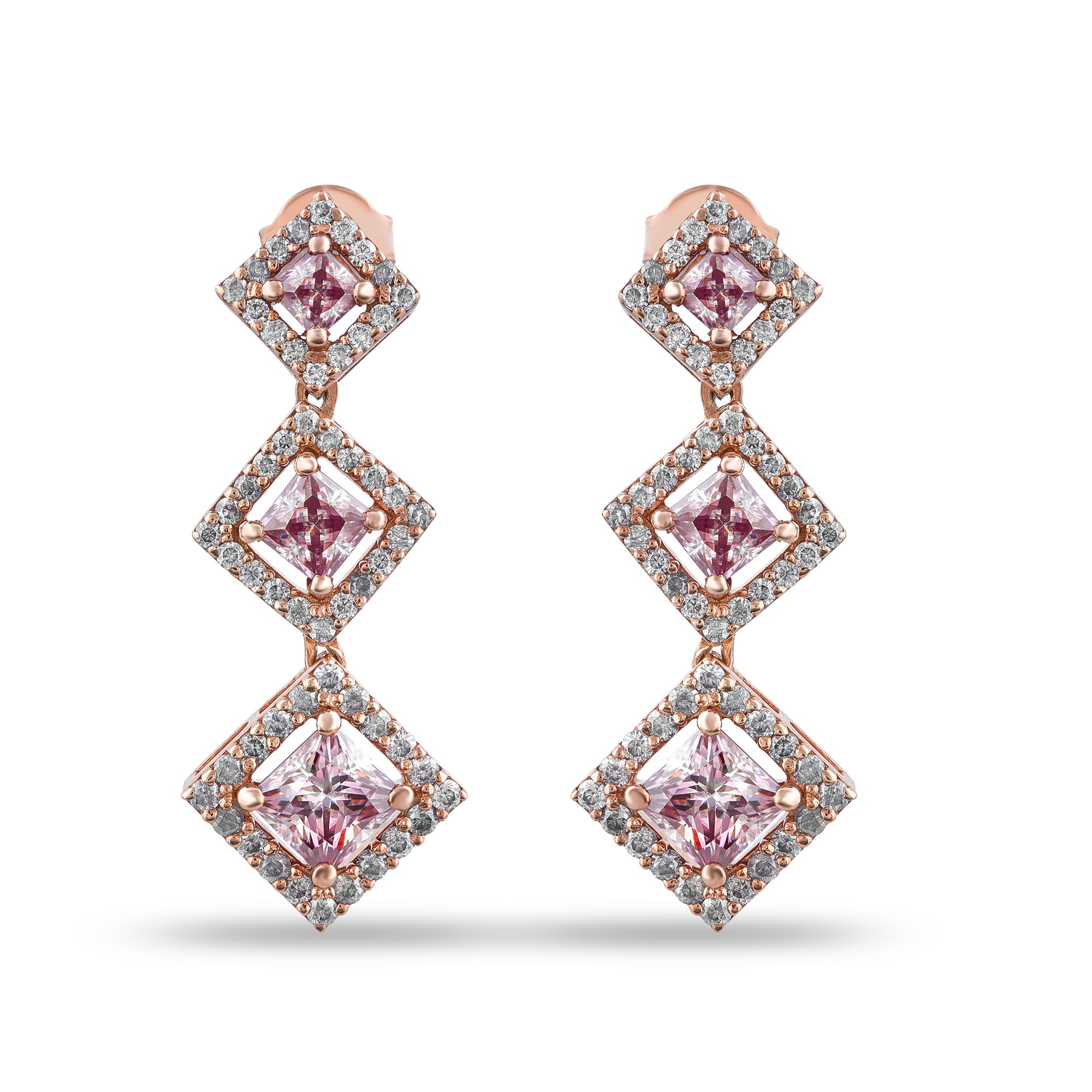 Three-Layered Moissanite Drop Earrings