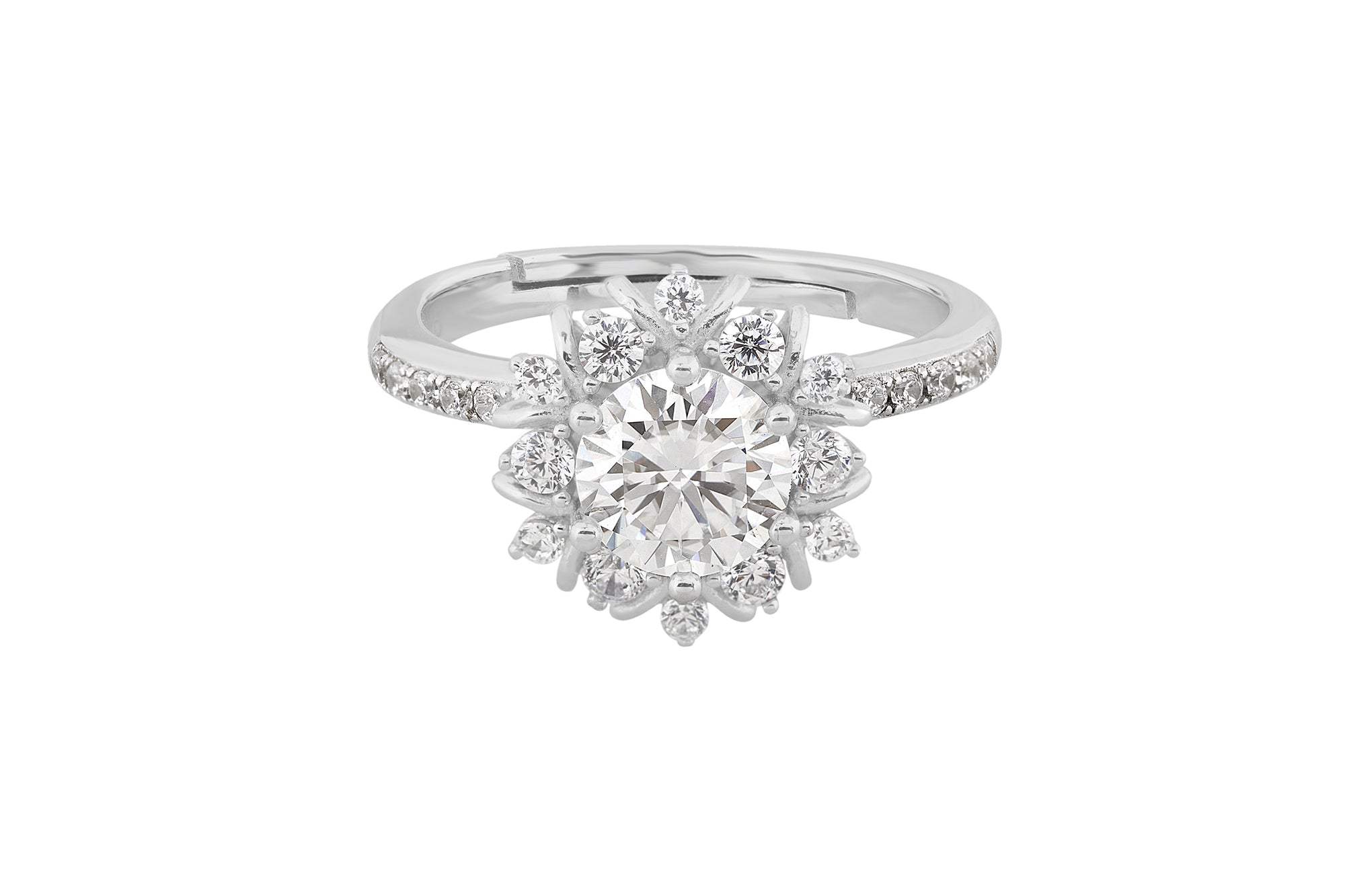 floral moissanite stone ring
