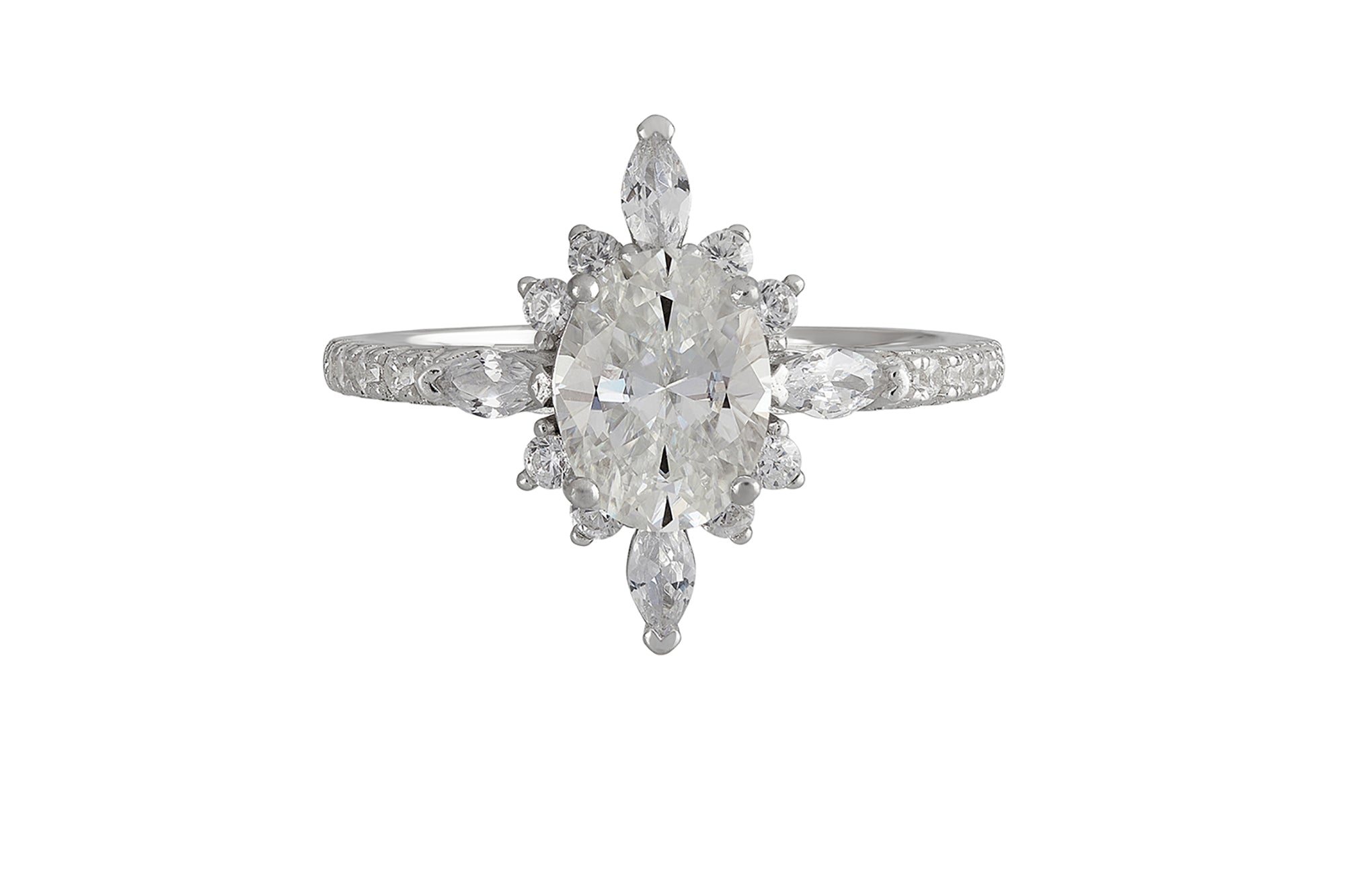 Voyager Moissanite Ring in Sterling Silver