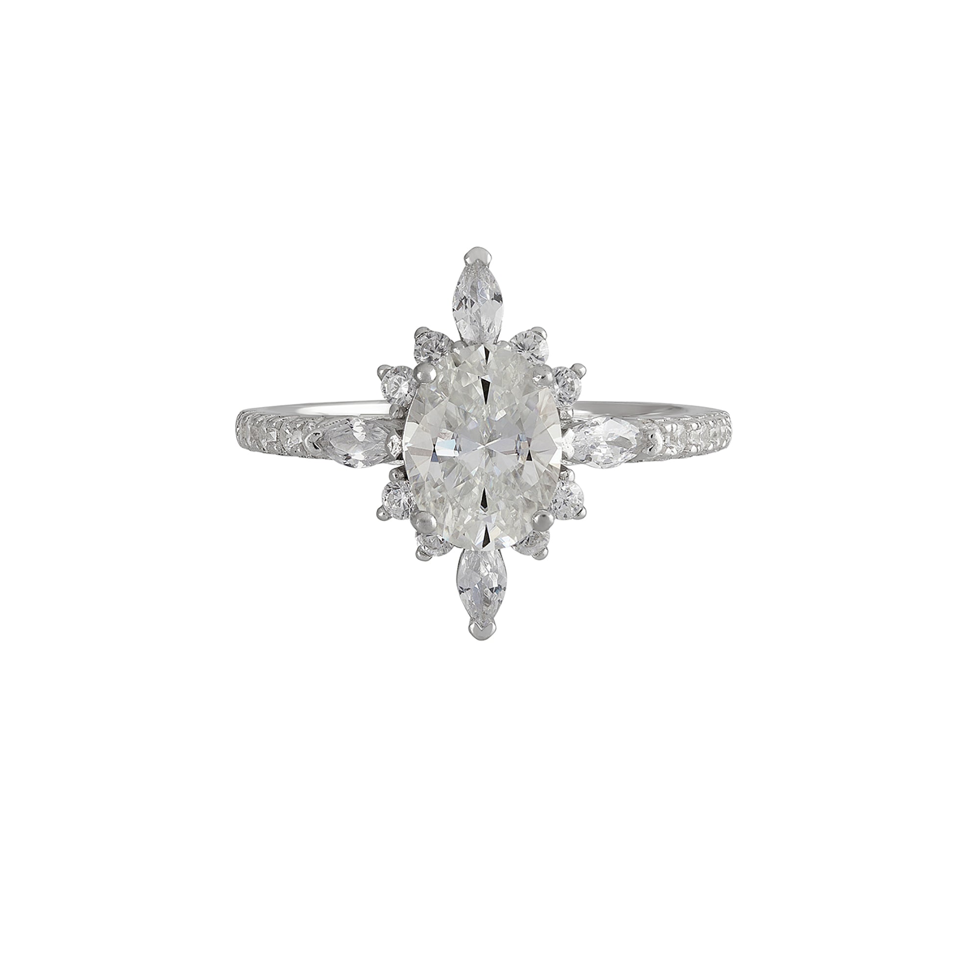 Voyager Moissanite Ring in Sterling Silver