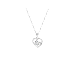 Abstract Heart Moissanite Stone Pendant with Sterling Silver Chain