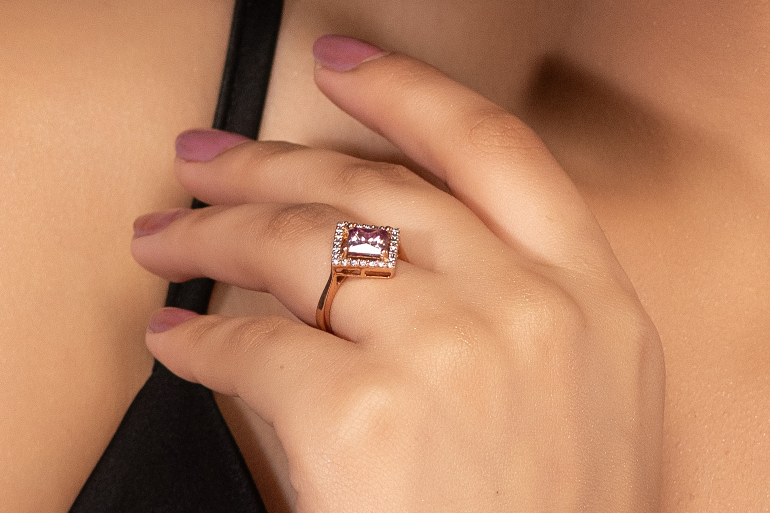 Blush Pink Cut Moissanite Ring