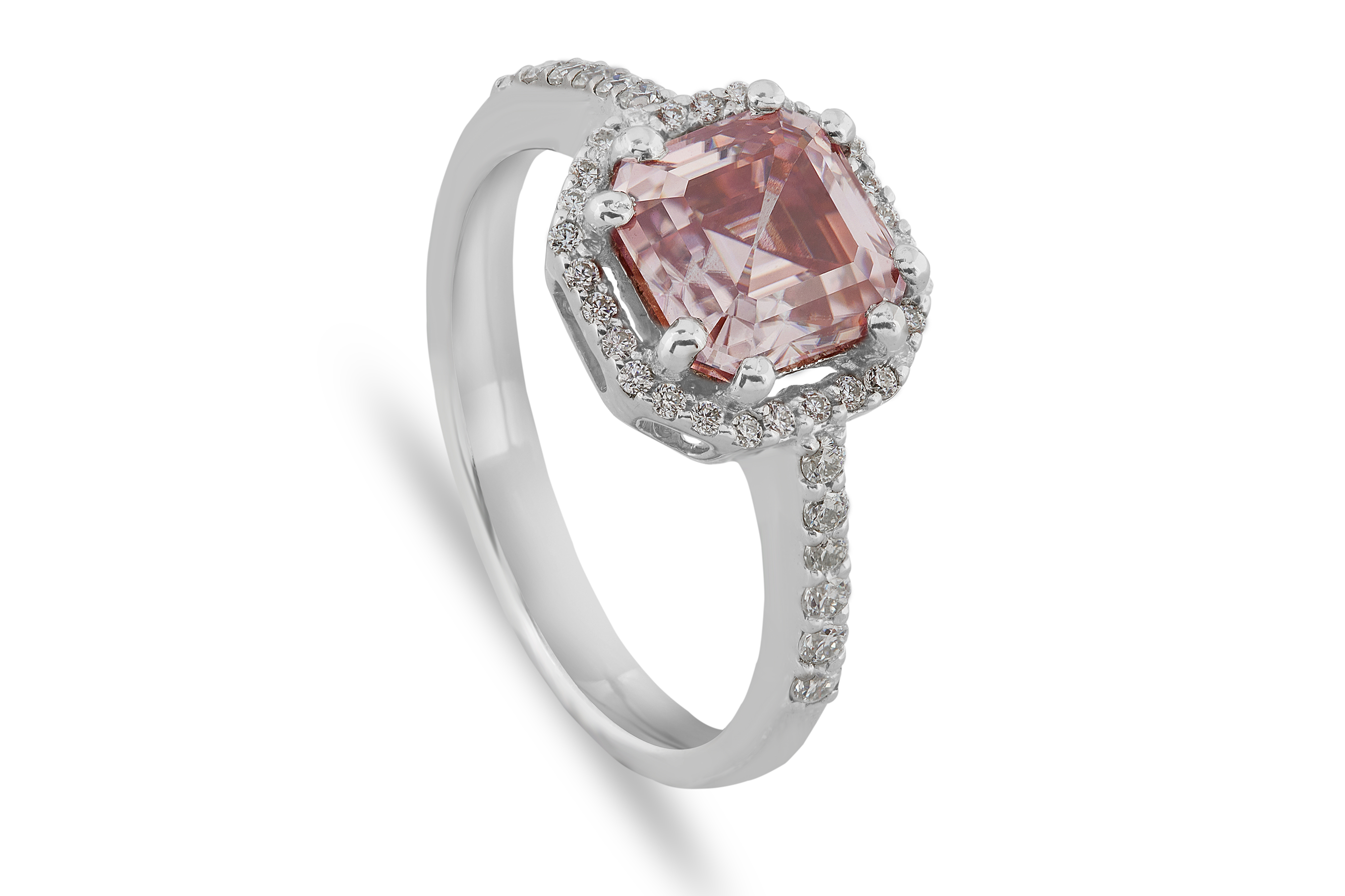 pink moissanite ring