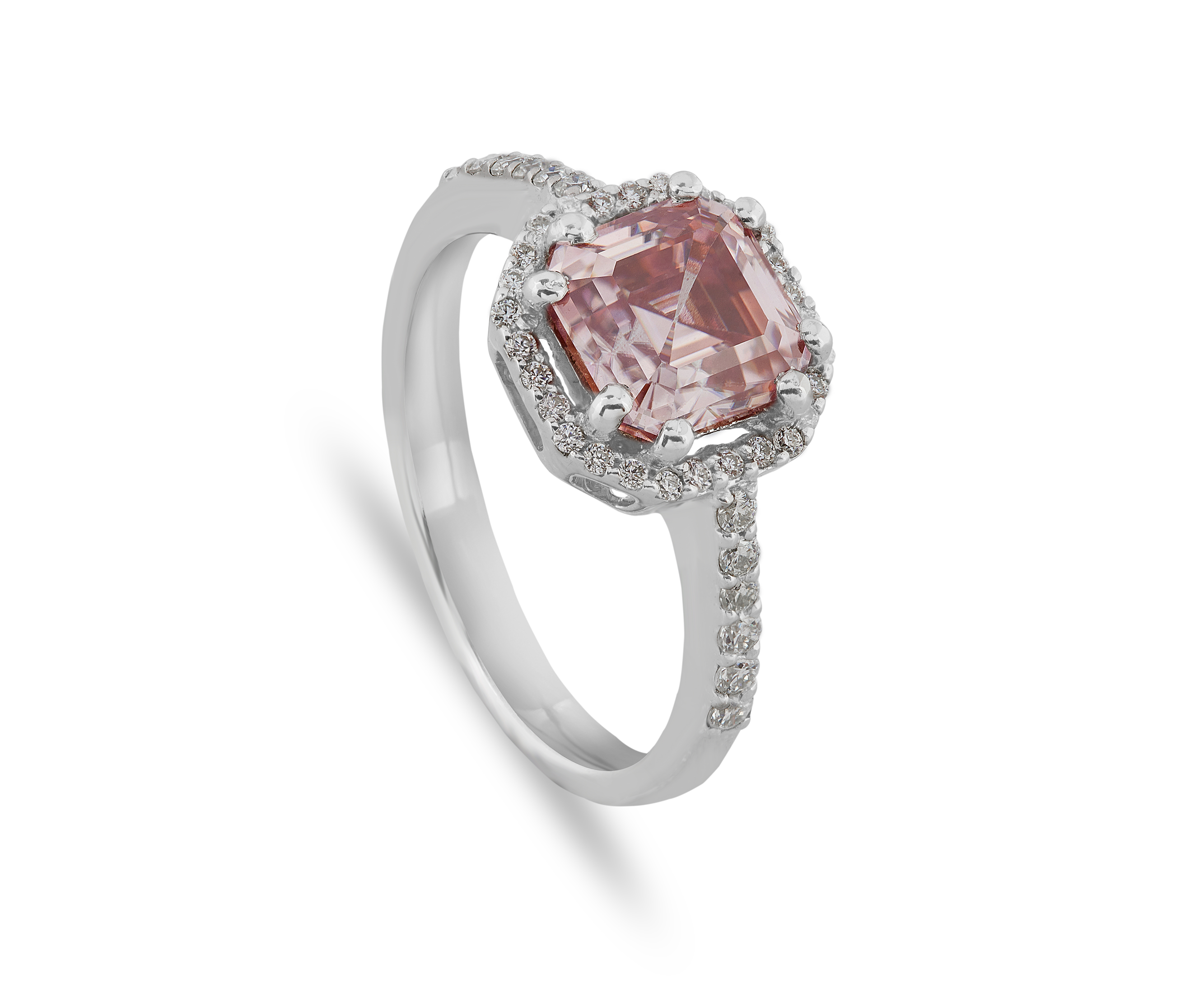 pink moissanite ring