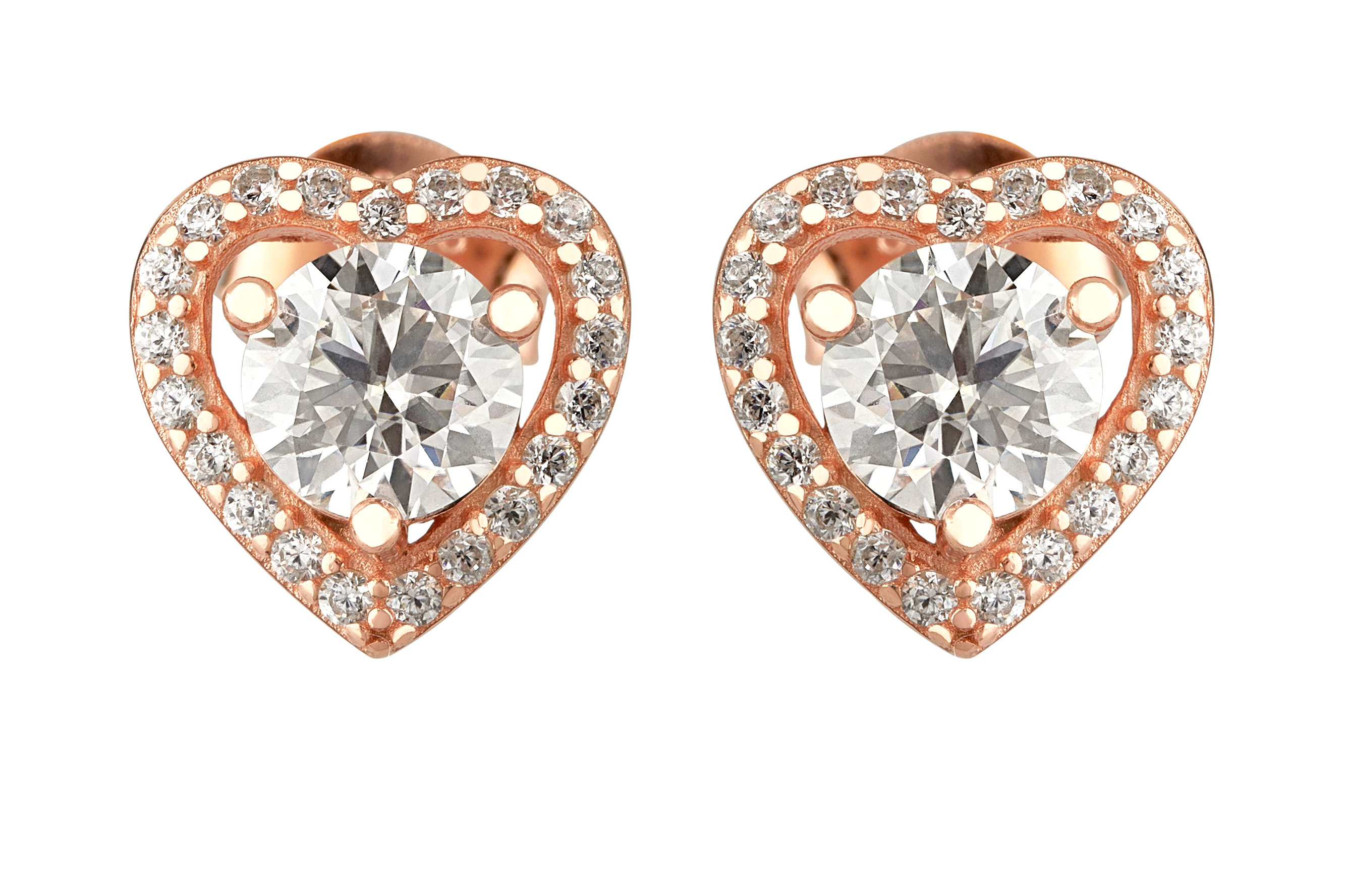 Heart shaped moissanite stud earrings gold