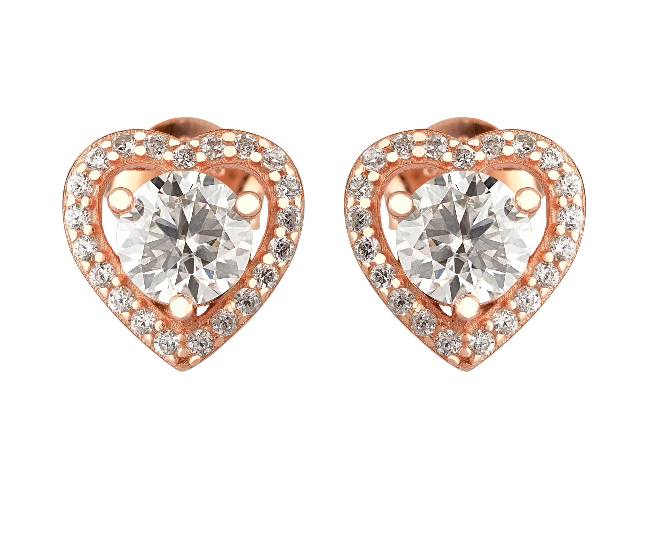 Heart shaped moissanite stud earrings gold