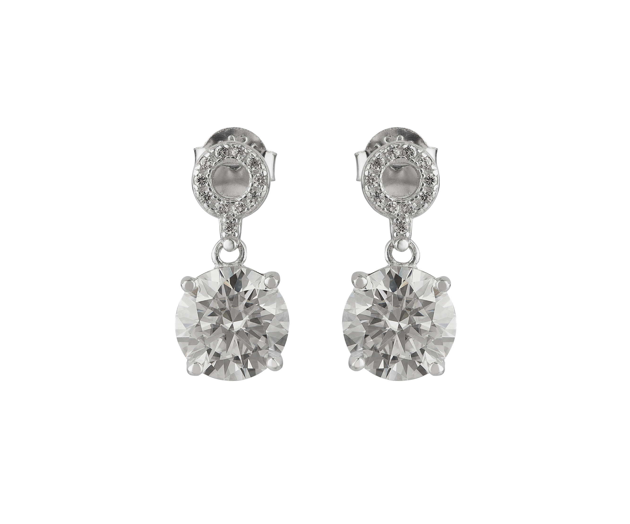 girls round moissanite stone earrings