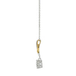 This celestial pendant, adorned with exquisite moissanite gemstone, showcases a round moissanite stone gracefully connected to a stylized triple-curve silhouette.