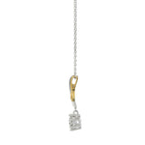 This celestial pendant, adorned with exquisite moissanite gemstone, showcases a round moissanite stone gracefully connected to a stylized triple-curve silhouette.