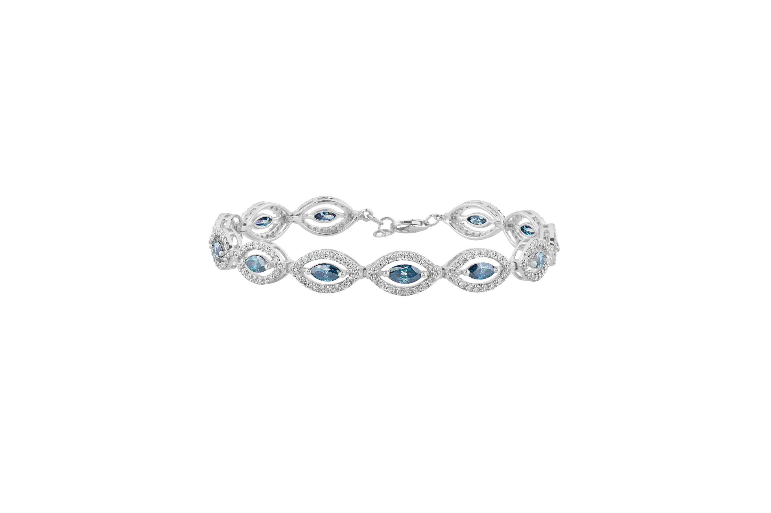 Blue Marquise Cut Moissanite Bracelet