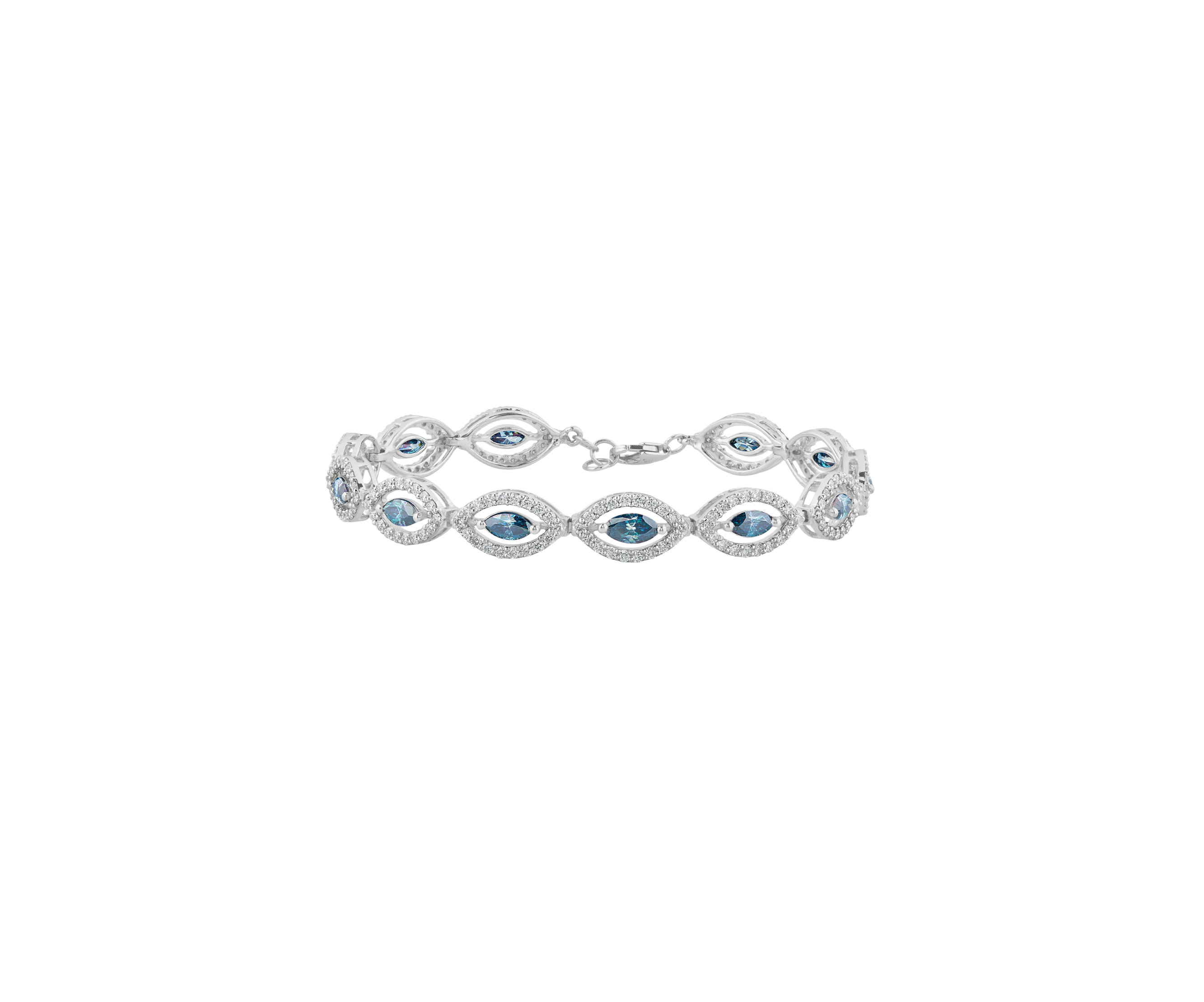 Blue Marquise Cut Moissanite Bracelet