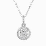 Circular Moissanite Stone Pendant showcases a 1-carat round moissanite gemstone in a brilliant white hue