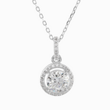 Circular Moissanite Stone Pendant showcases a 1-carat round moissanite gemstone in a brilliant white hue