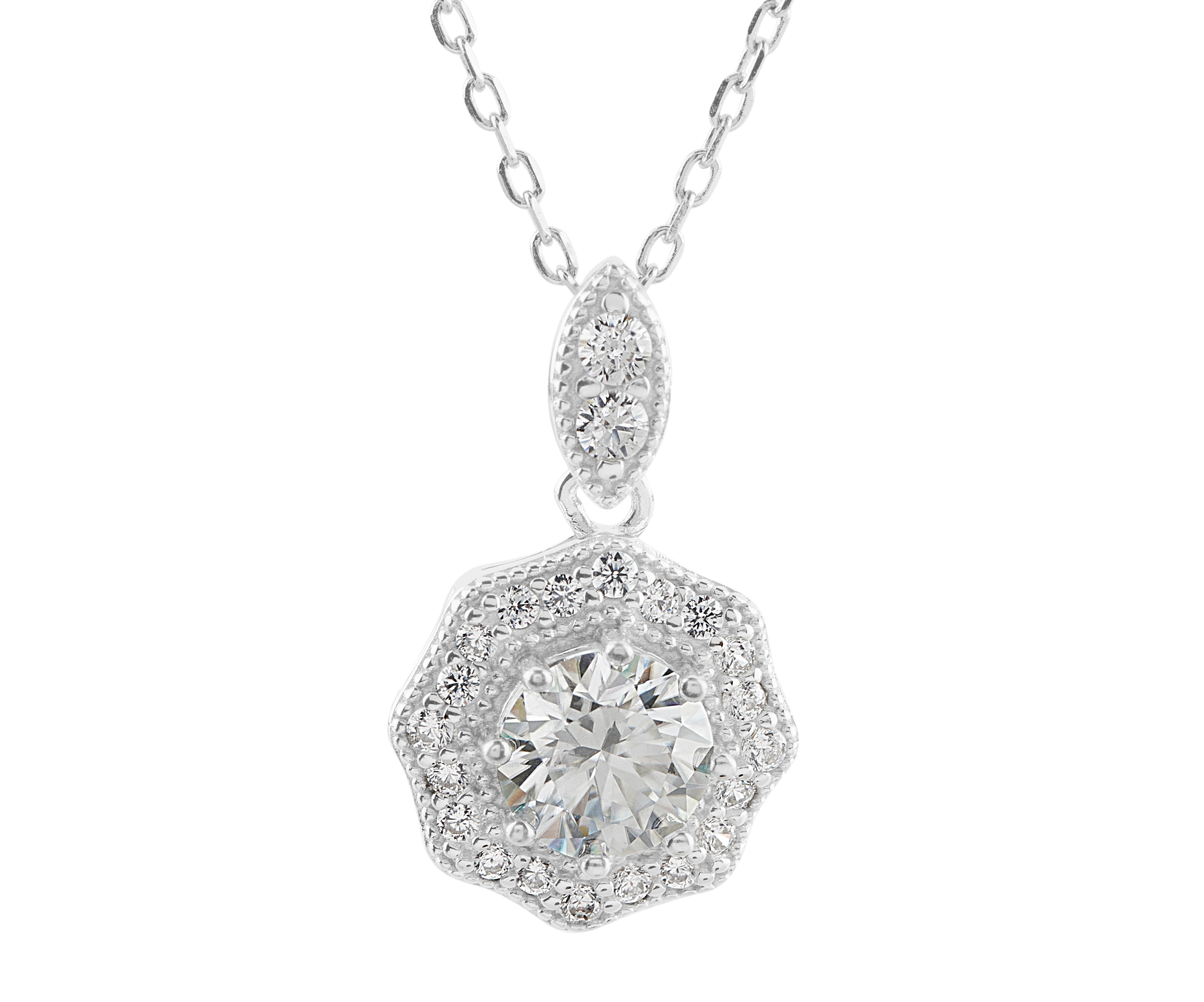 silver chain with diamond pendant