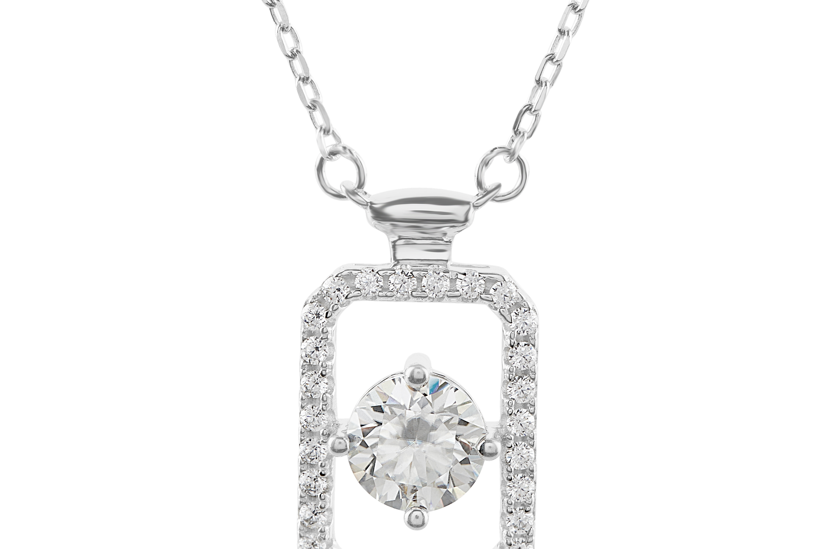 symmetric moissanite pendant silver