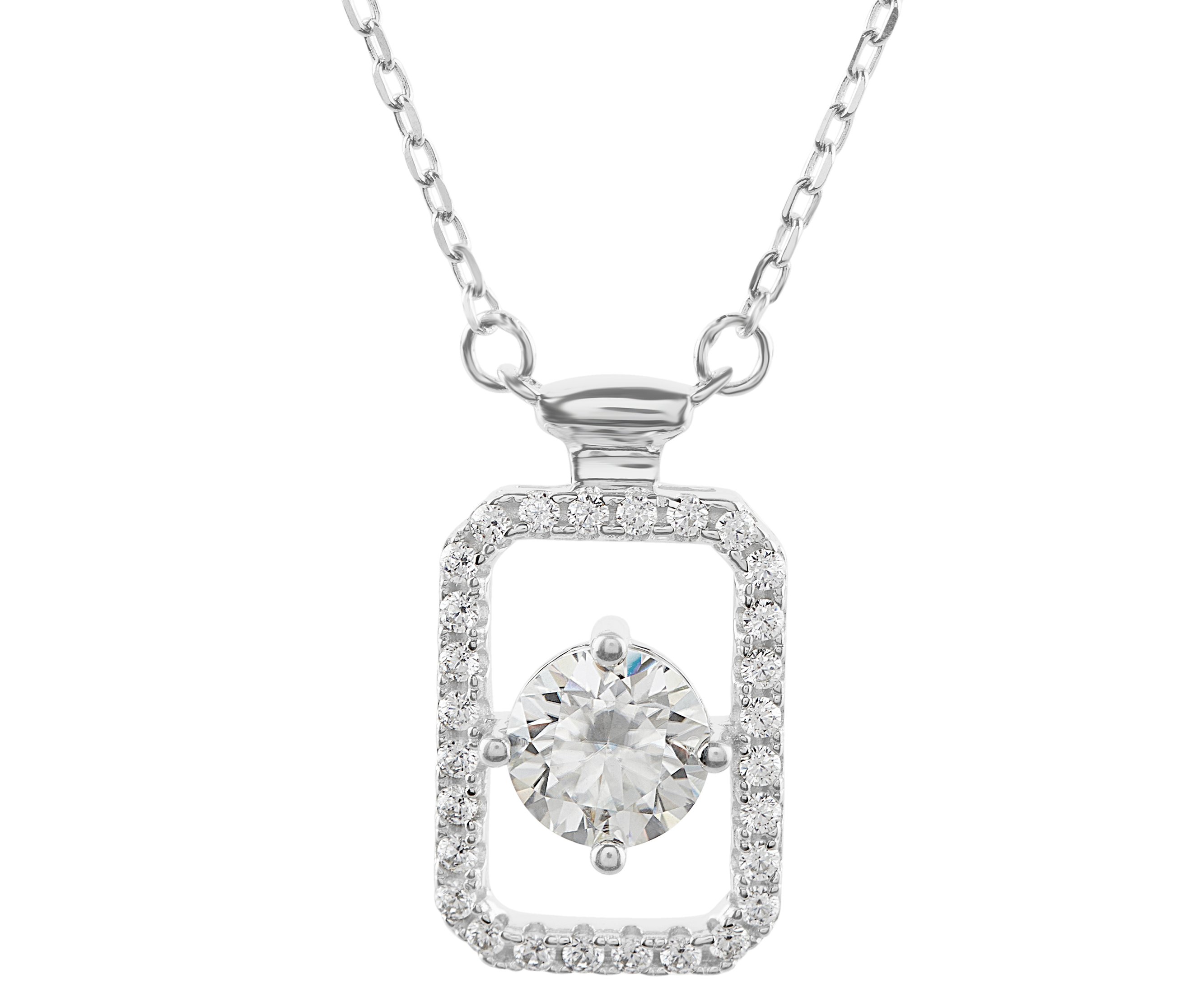 symmetric moissanite pendant silver