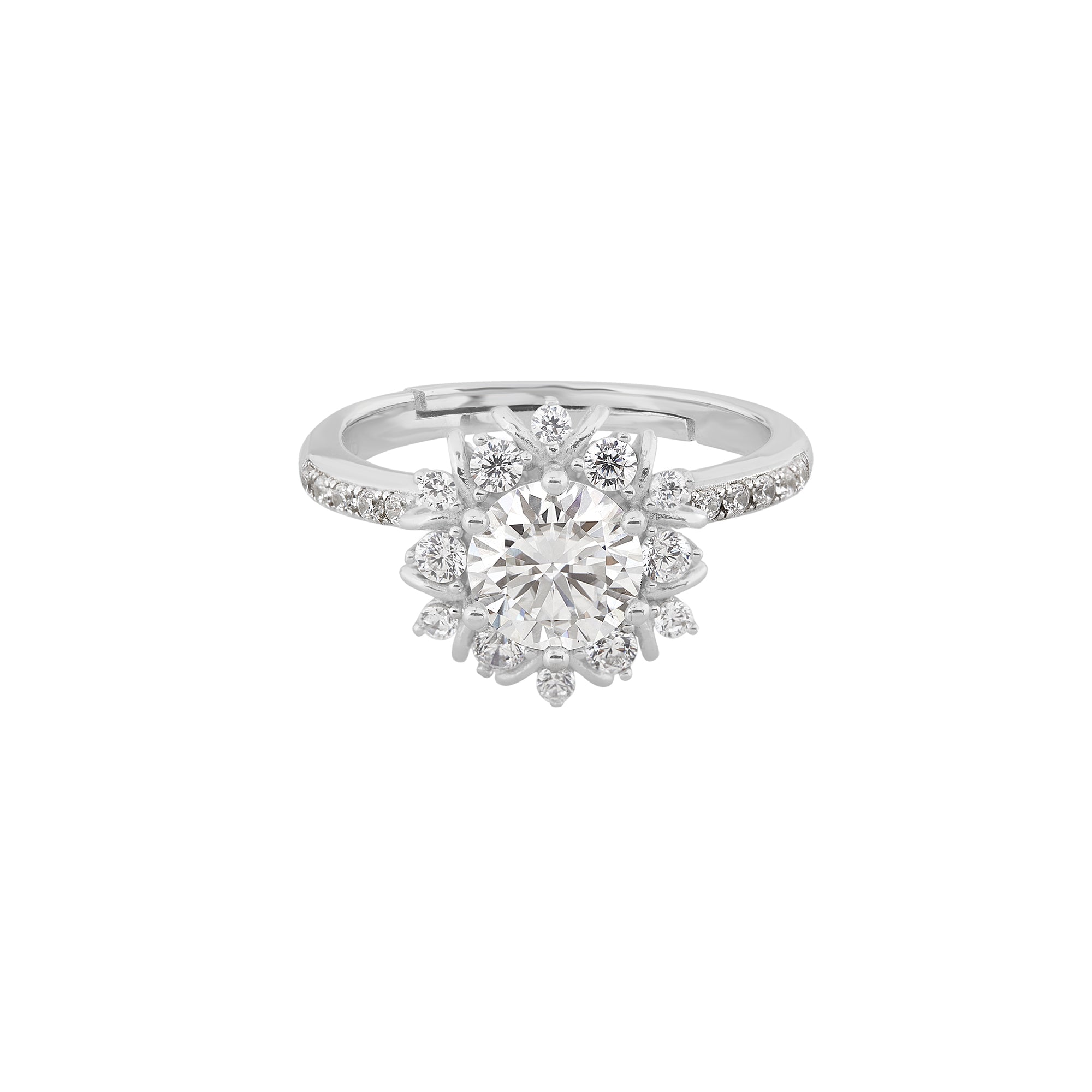 floral moissanite stone ring