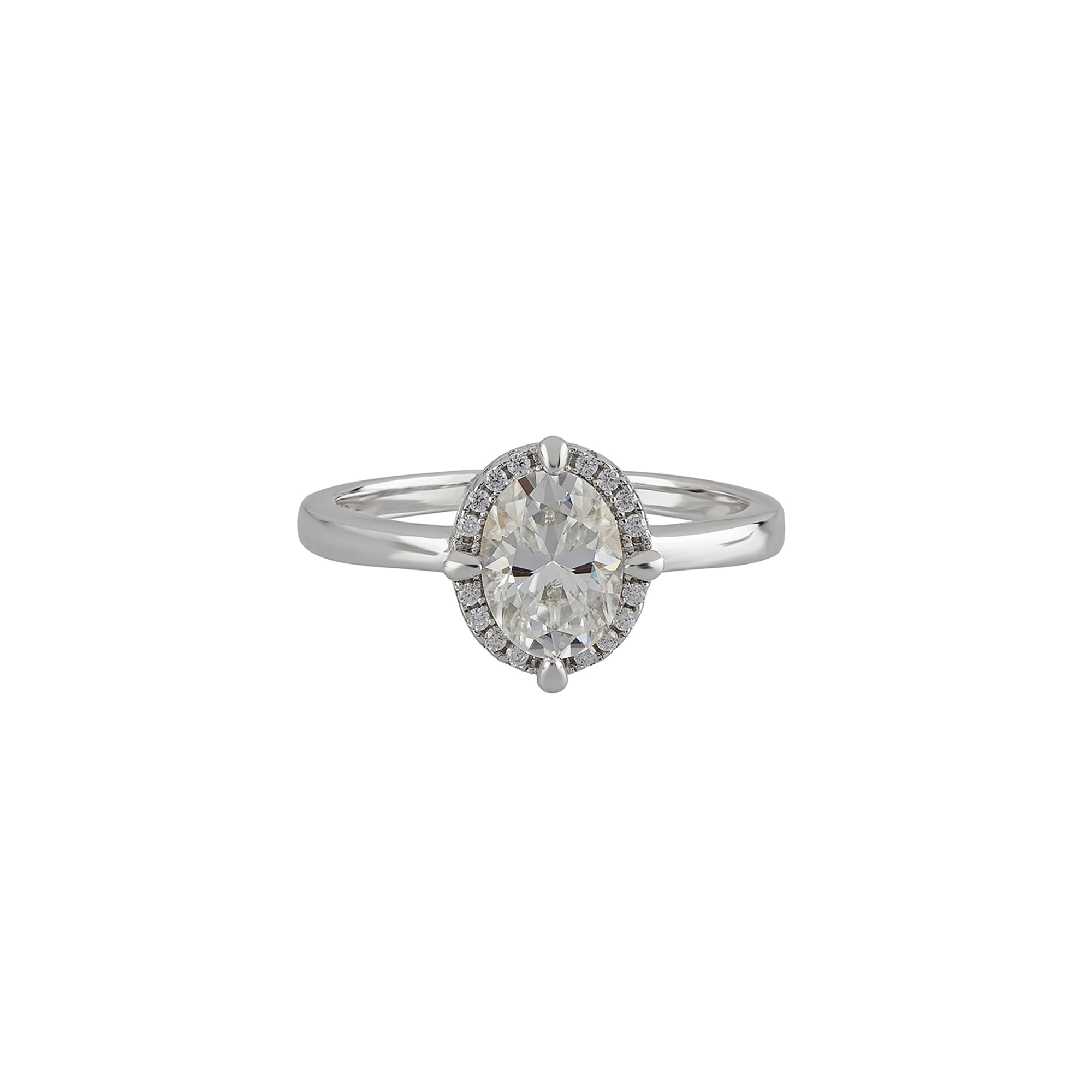 Solitaire Moissanite Ring in Sterling Silver 