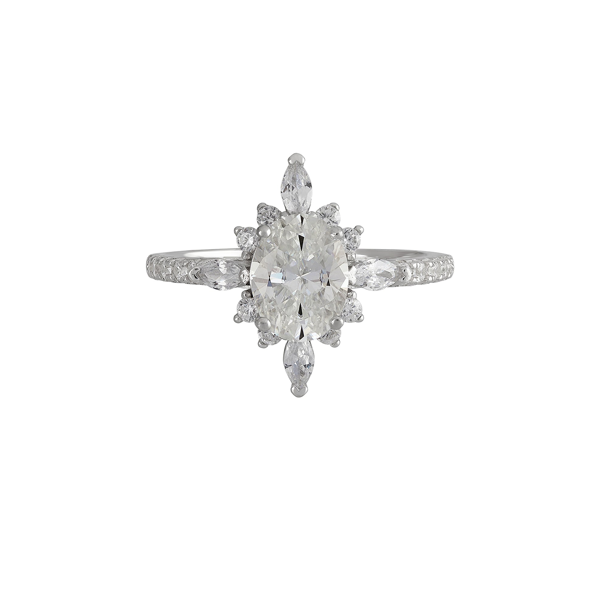 Voyager Moissanite Ring in Sterling Silver 