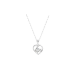 Abstract Heart Moissanite Stone Pendant with Sterling Silver Chain 