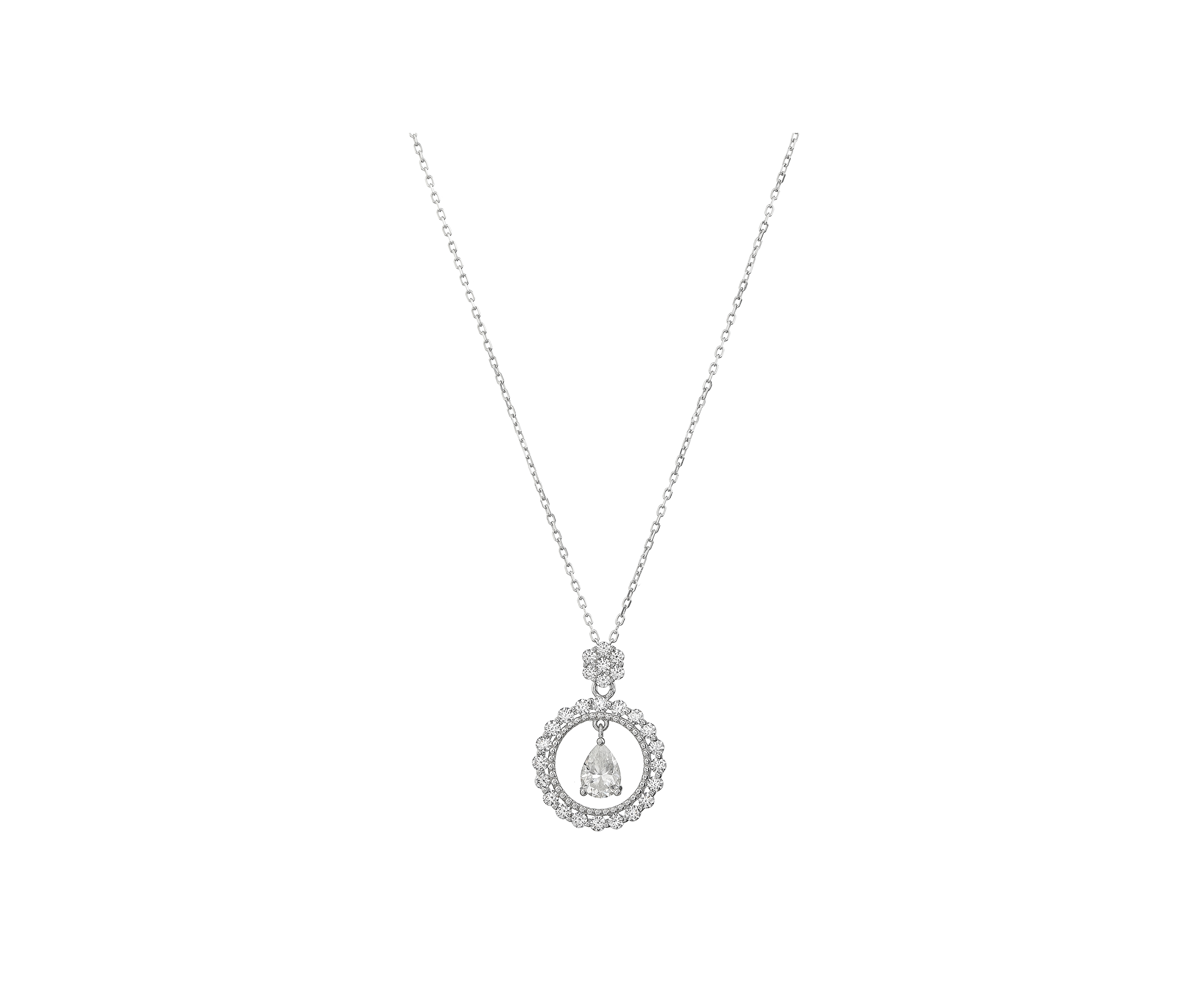 Ethereal Moissanite Studded Pendant with Sterling Silver Chain 