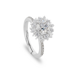 Shop Floral Round Cut Moissanite Stone Ring White
