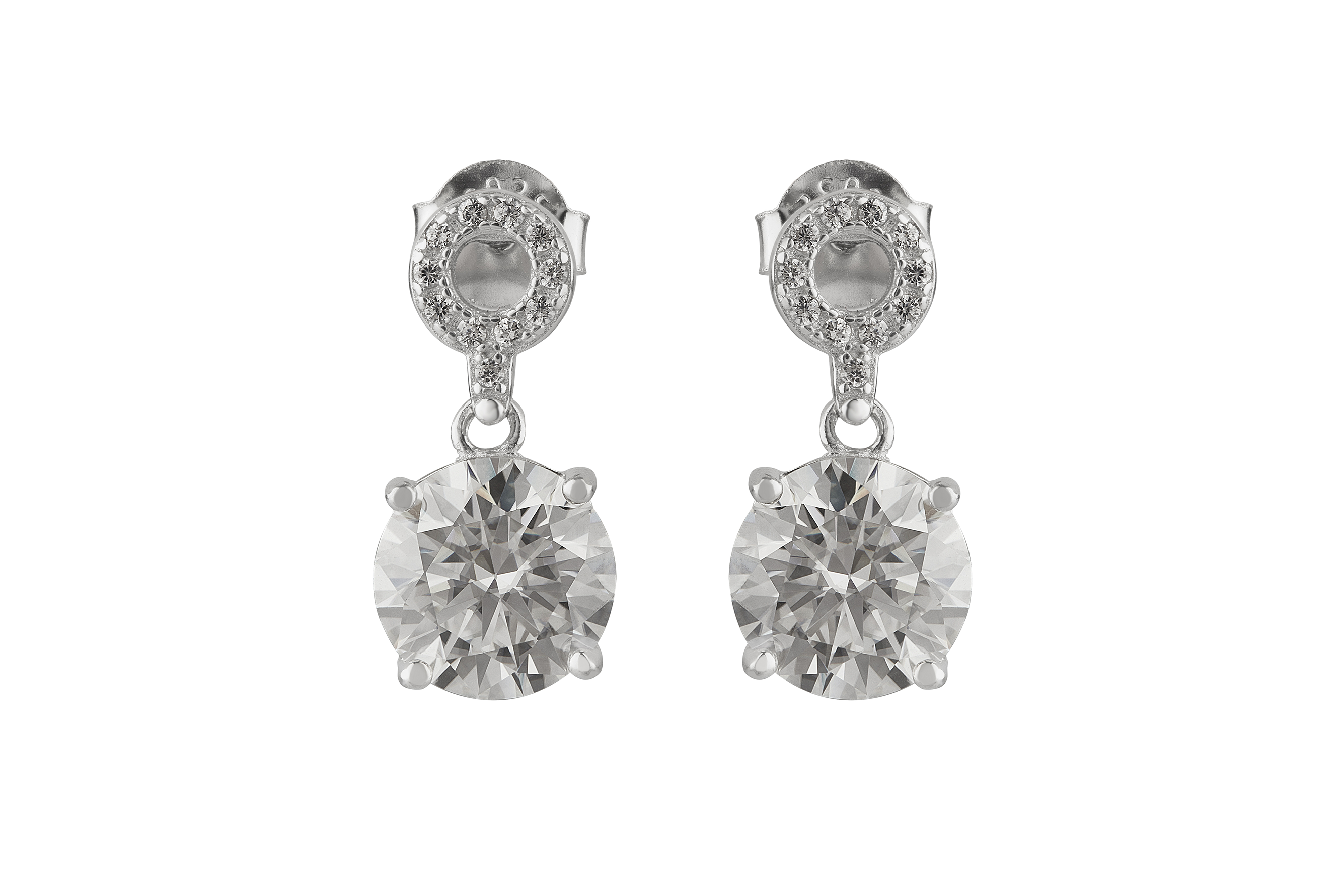 girls round moissanite stone earrings