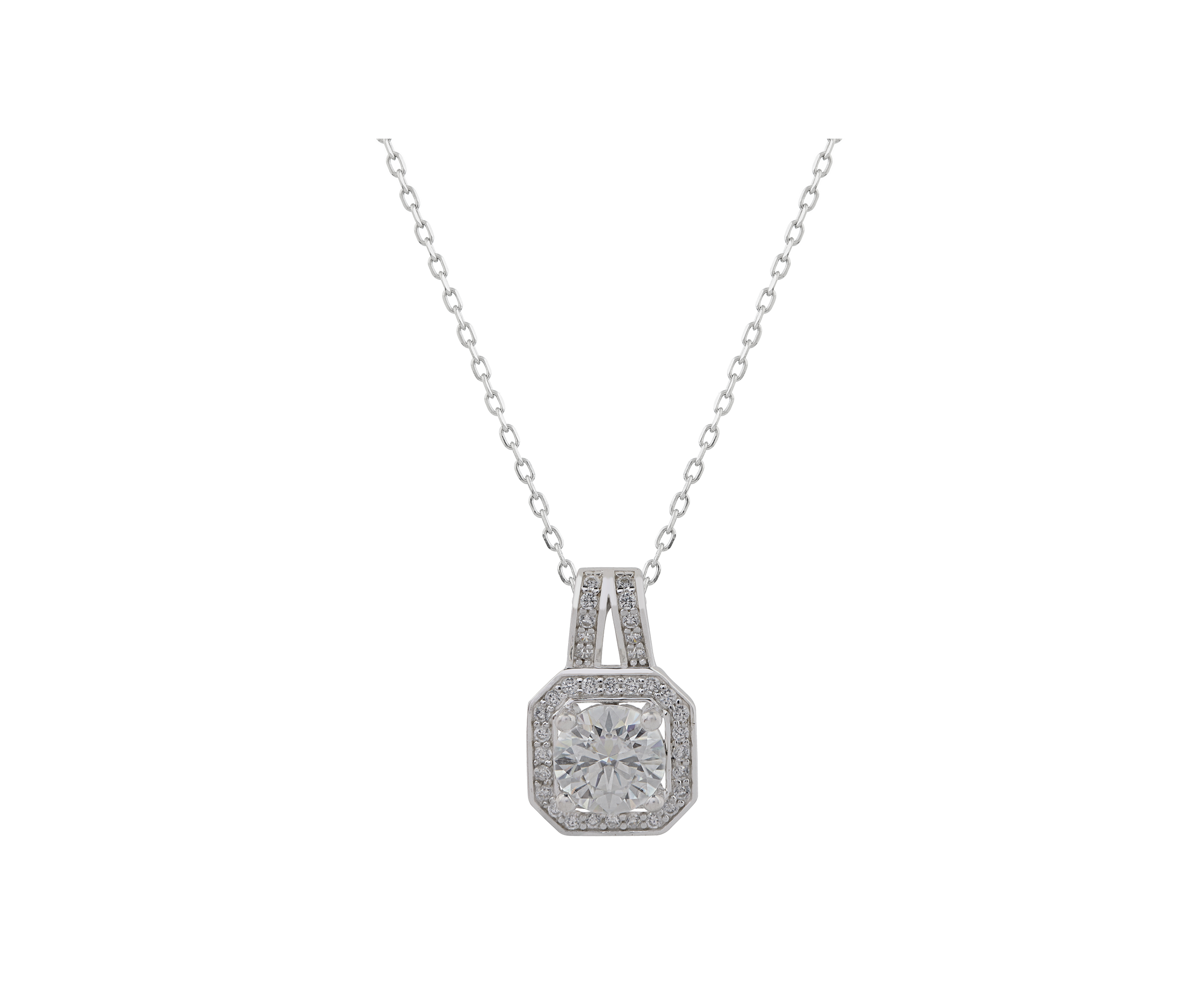 Women diamond pendant with sterling silver chain