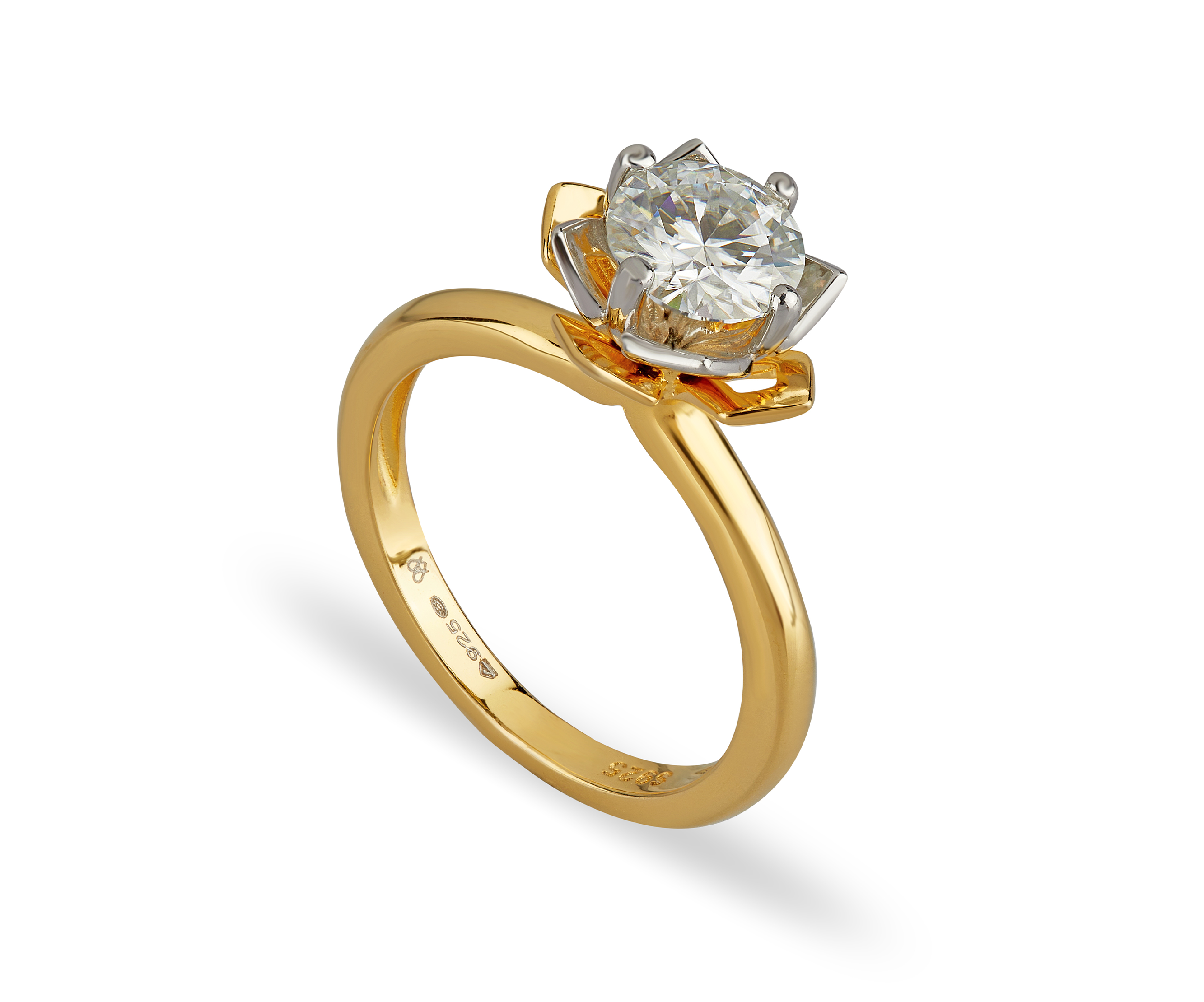 Women gold plated solitaire ring