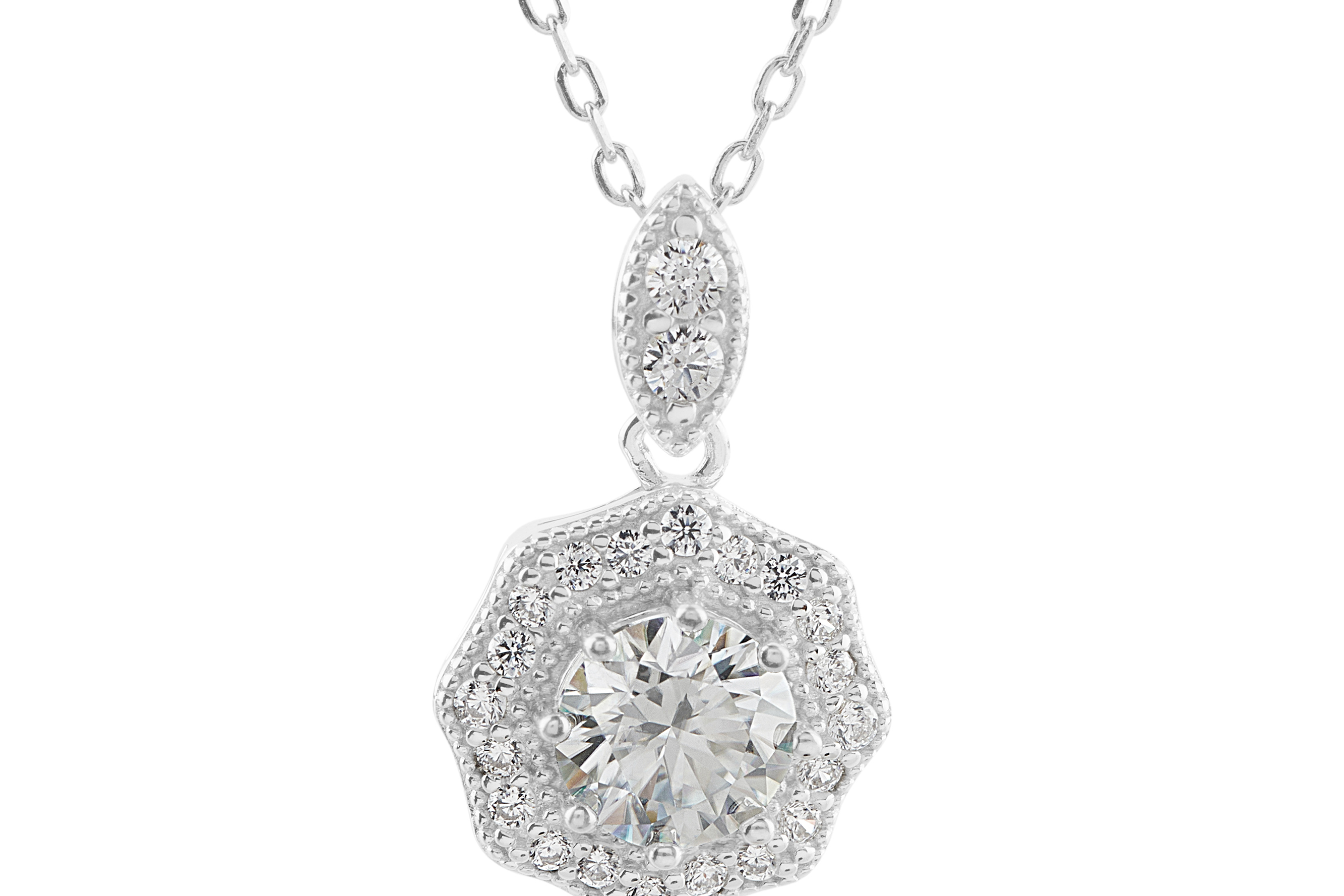 silver chain with diamond pendant